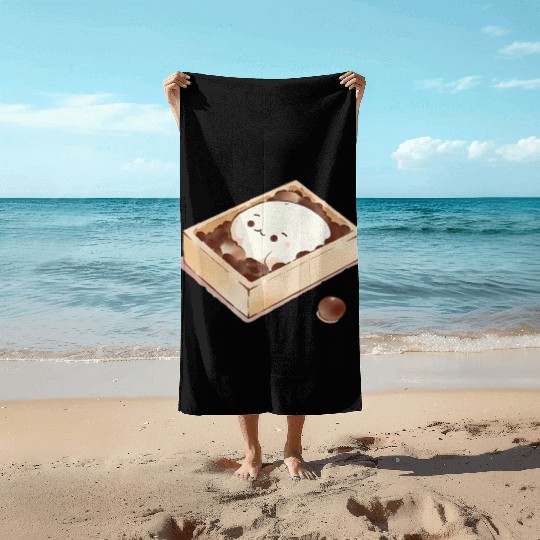 Kawaii Mochi Cookie Illustration Beach Towels