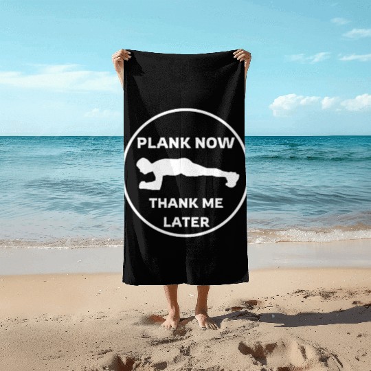 Humorous Plank Exercise Illustration Beach Towels