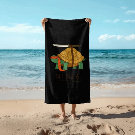 Ninja Turtle Warrior Illustration Beach Towels
