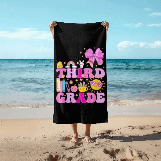 Hello Third Grade, Preppy Back to School Beach Towels