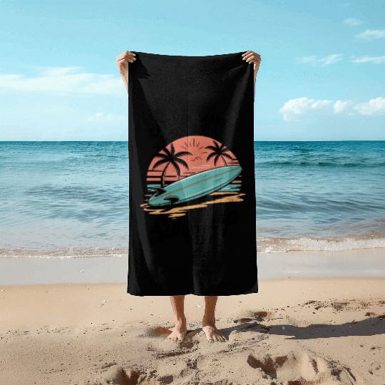 Sunset Surfing Beach Scene Beach Towels