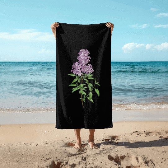 Lavender Bloom Botanical Illustration Beach Towels