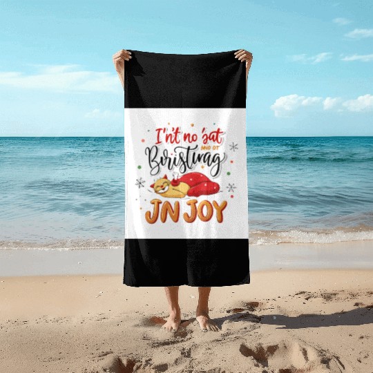 Festive Cat Joy Christmas Design Beach Towels