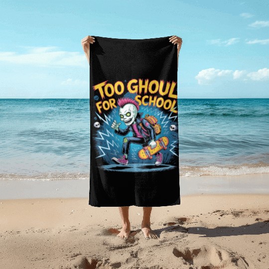 Too Ghoul for School – Punk Ghost Halloween Beach Towels