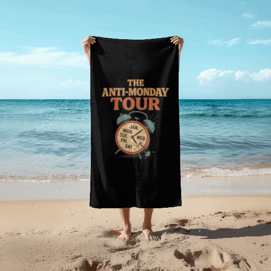 The Anti-Monday Tour Vintage Alarm Clock Retro Beach Towels