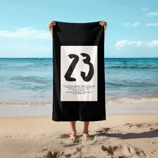 Psalm 23 Typo Minimalist Christian poster Beach Towels