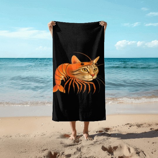 Trippi Troppi Italian Brainrot – Funny Shrimp Cat  Beach Towels