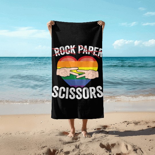Funny Rock Paper Scissors LGBTQ LGBT Community Beach Towels