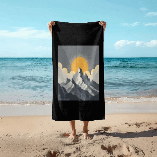 Majestic Mountain Sunrise – Minimalist Nature Land Beach Towels