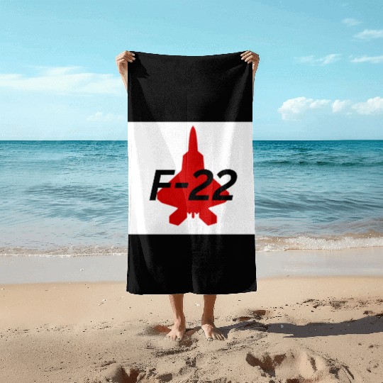 F-22 Stealth Fighter Silhouette Design Beach Towels