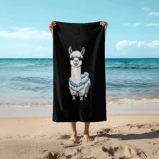 Peruvian Llama Red White National Flag Design Beach Towels