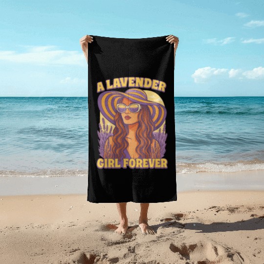 lavender girl Beach Towels