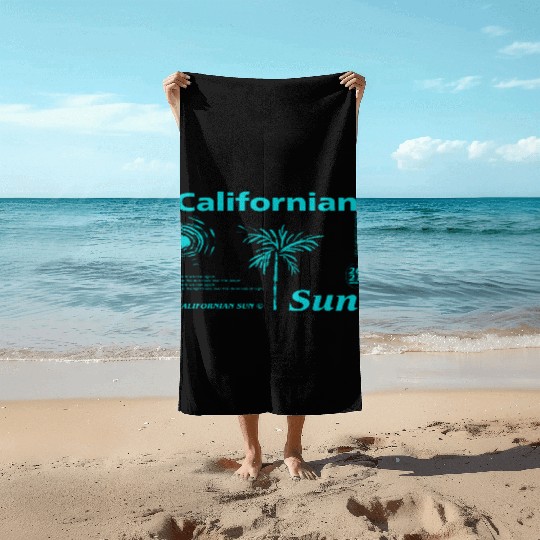 California Sun Fireworks Illustration Beach Towels
