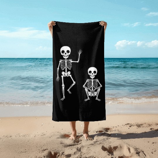 Funny Halloween Skeleton Spooky Season Cute Ghost Beach Towels