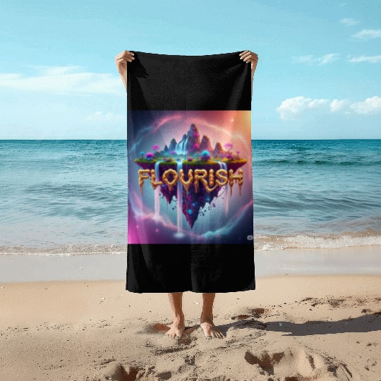 Floating Island Waterfall Fantasy Art Beach Towels