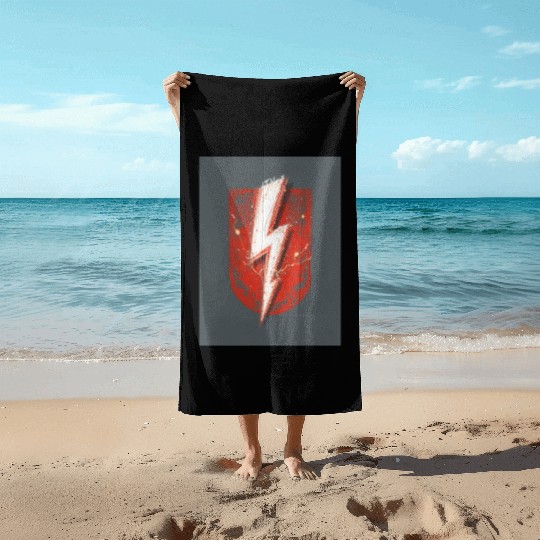 Red Lightning Bolt Graphic – Superhero Thunder Beach Towels