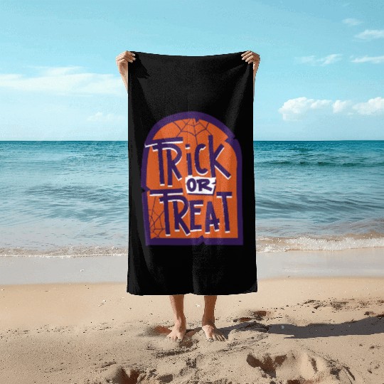 Trick or Treat Halloween Tombstone Beach Towels