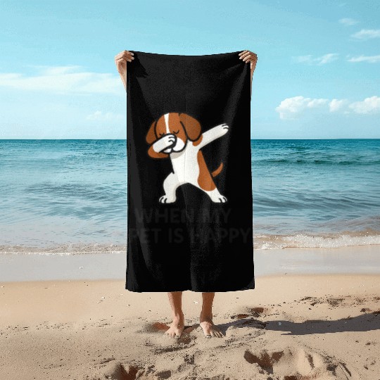 Dabbing Dog Pet Happiness Beach Towels