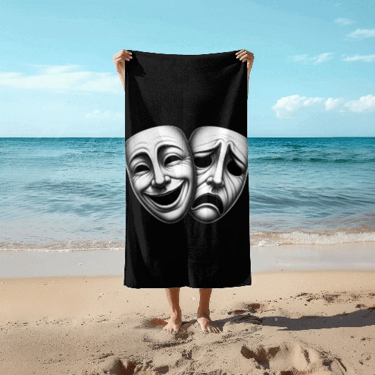 Comedy and Tragedy Masks – Classic Theater Art  Beach Towels