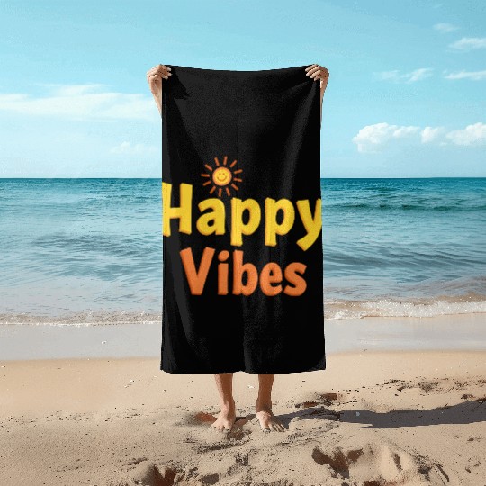 Joyful Sunshine Smile Typography Design Beach Towels