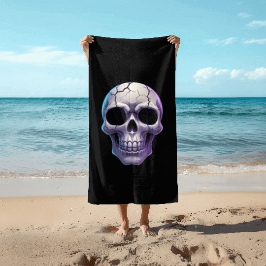 Cracked Midnight Skull Illustration Beach Towels
