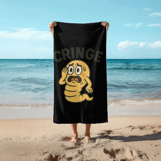 Cringe Meme Worm Illustration Beach Towels