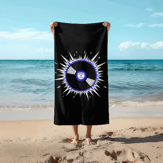 Vinyl Record Starburst Design Beach Towels