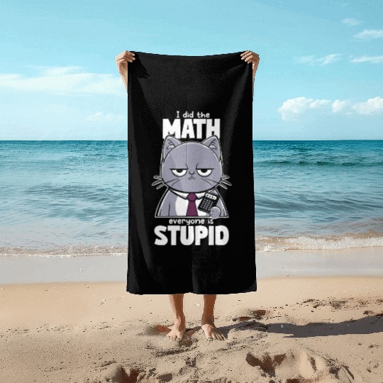 Grumpy Cat Math Teacher Design Beach Towels