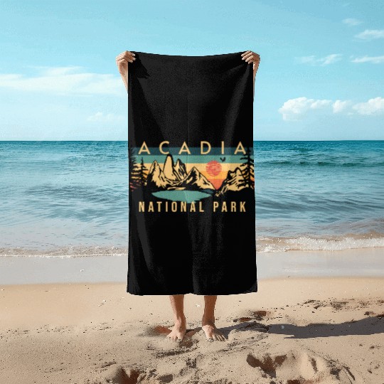 Mountain Sunset at Acadia National Park Beach Towels