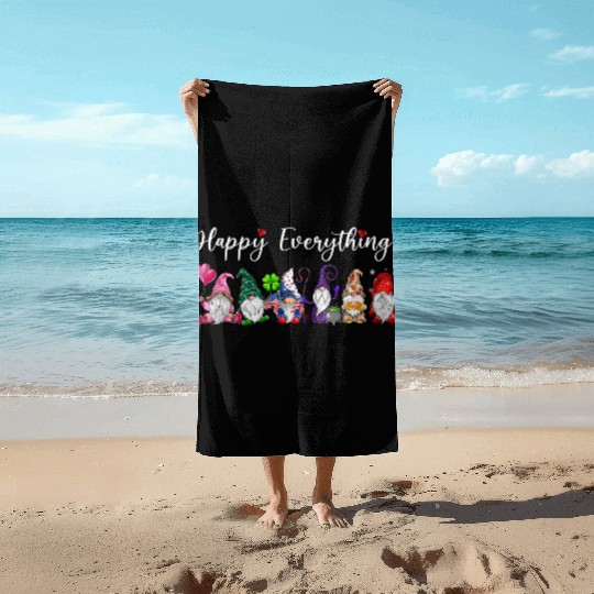 Happy Everything Gnomes Every Seasons All Year Beach Towels