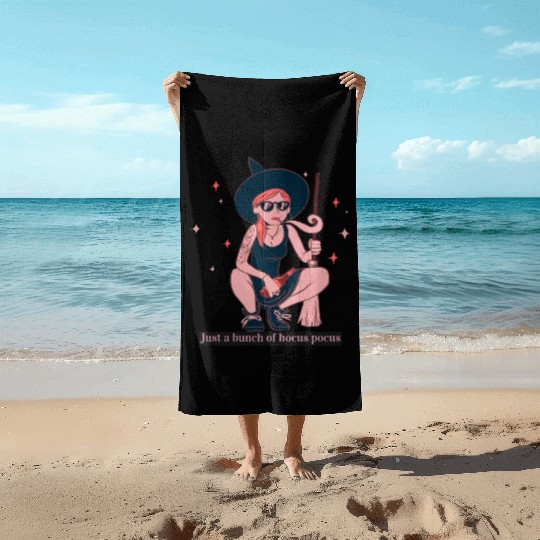 Witch Girl Hocus Pocus Illustration Beach Towels