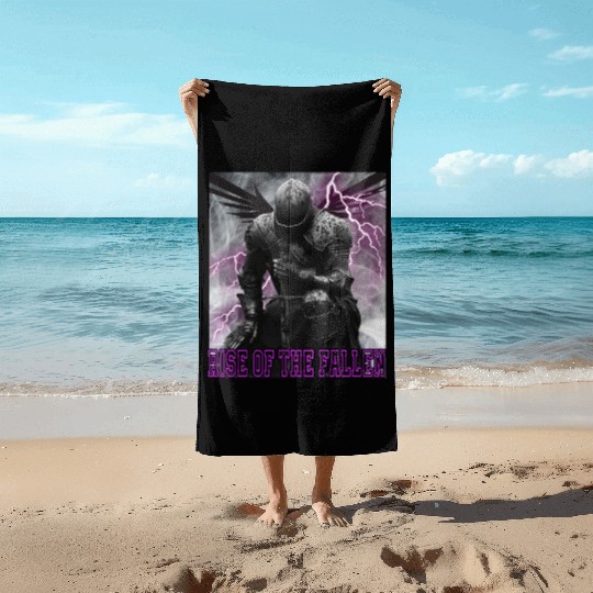 Rise of The Fallen Knight Dark Fantasy Warrior Beach Towels