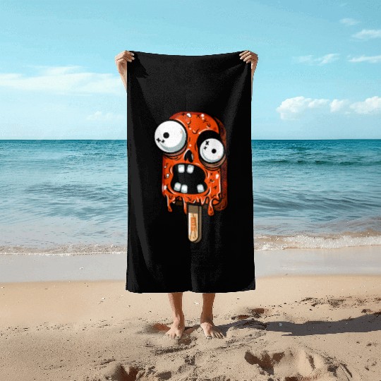 ice cream zombie 02 Orange grunge sour scream Pop Beach Towels