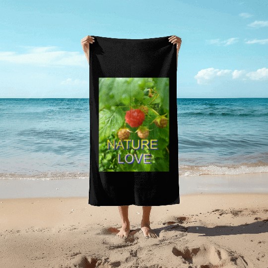 Vivid Raspberry and Greenery Nature Design Beach Towels