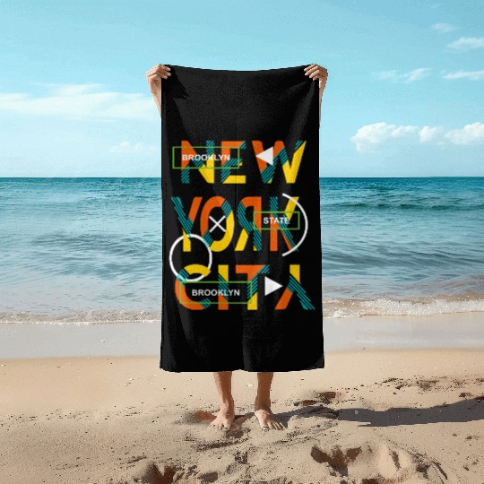 Urban Brooklyn State Love New york city Beach Towels