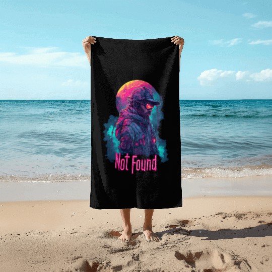 Neon Military Futuristic Explorer Night Not Found Beach Towels