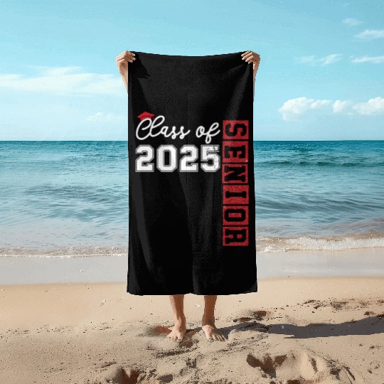 Class Of 2025 Senior Glitter Beach Towels
