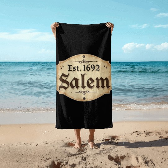 Vintage Salem Establishment Logo Design Beach Towels