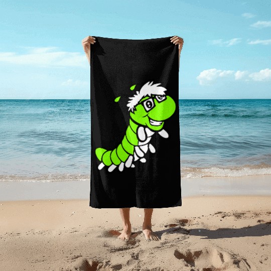 Nerd Caterpillar Intelligent Geek Worm Glasses Fun Beach Towels