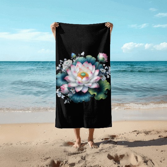 Lotus and Flowers Blossom Beach Towels