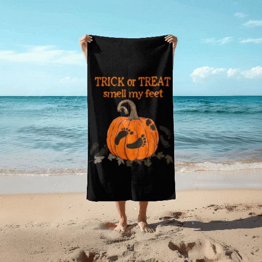 Pumpkin Footprints Beach Towels