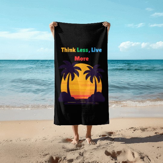 Sunset Palm Tree Motivation Design Beach Towels