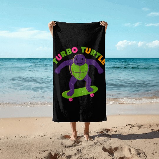 Galactic Turtle Skateboard Design Beach Towels