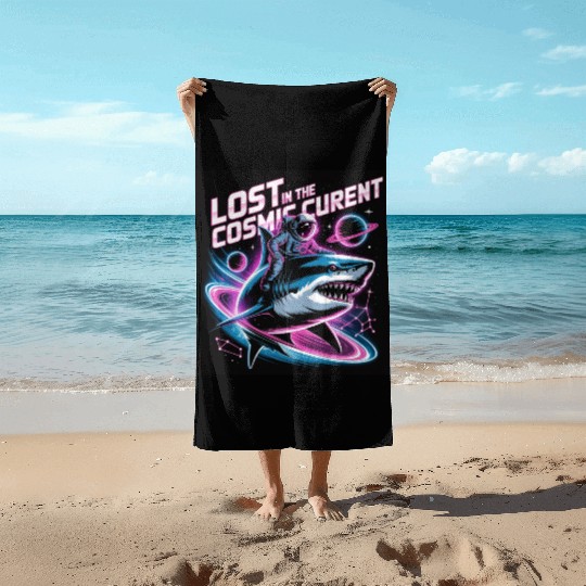 Lost in Cosmic Adventure Shark Beach Towels