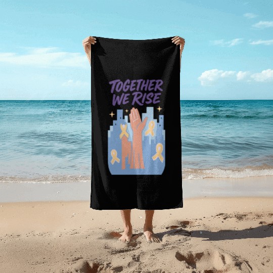 Together We Rise │ Childhood Cancer Awareness	 Beach Towels