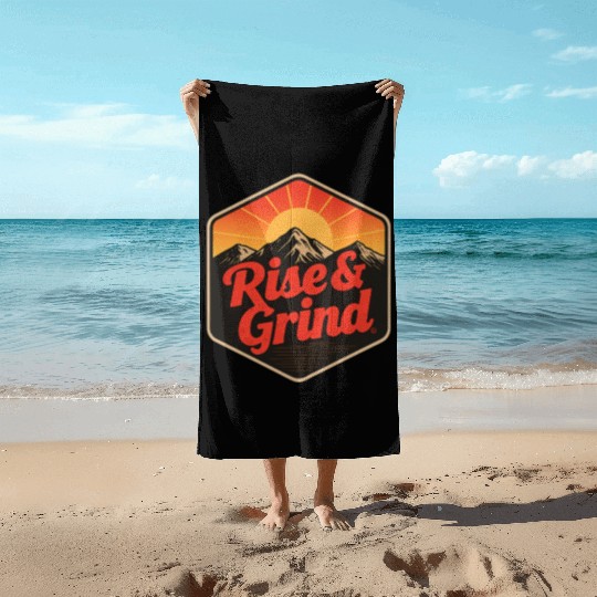 Rise & Grind – Motivational Design Beach Towels