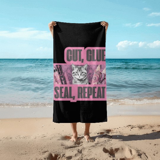 Decoupage Mantra Cut Glue Seal Repeat Cat Beach Towels