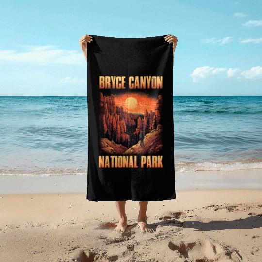 Bryce Canyon National Park Sunset Illustration Beach Towels