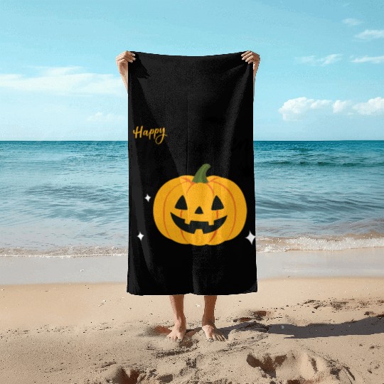 Pumpkin Jack O Lantern Halloween Design Beach Towels