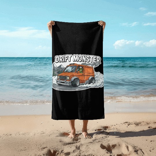 Drift Monster Car Adventure Design Beach Towels